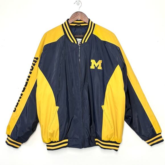 Y2K VTG Michigan Wolverines Varsity Jacket Steve & Barry’s UofM Maize Blue XXL - Picture 1 of 7